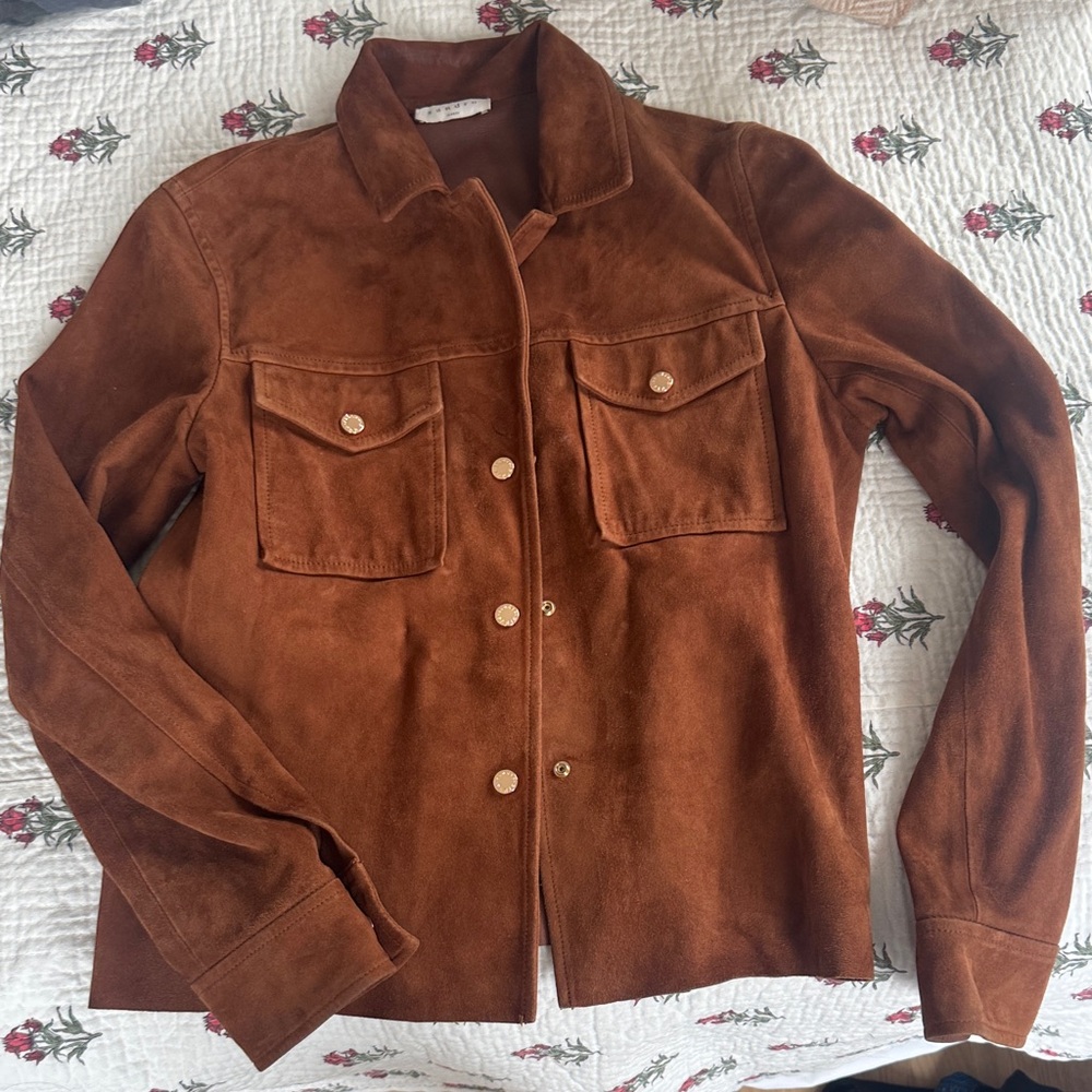 NWOT Sandro Tan Suede Utility Jacket